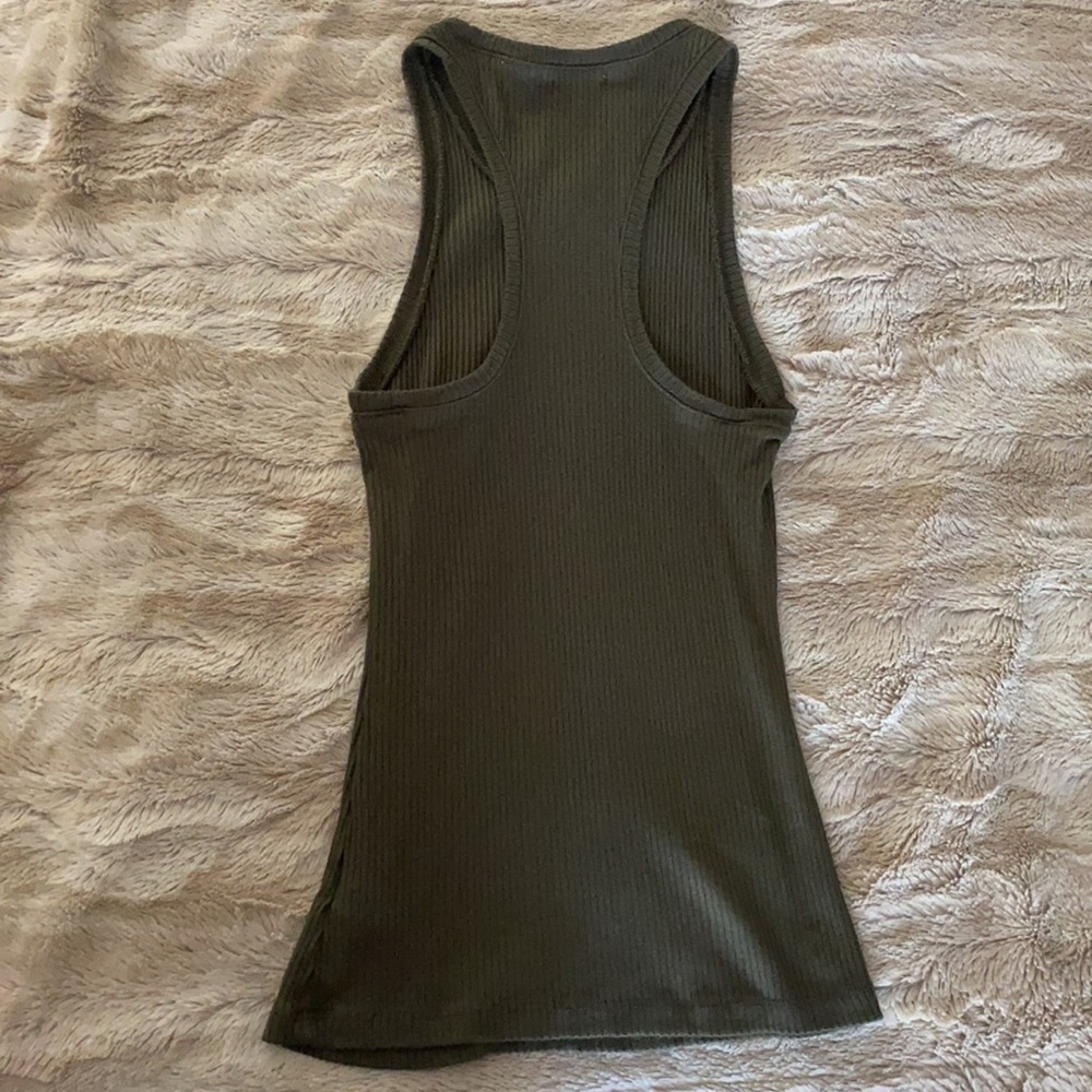 Leith Nordstrom Green Razor Back Ribbed Tank Top - Picture 4 of 6